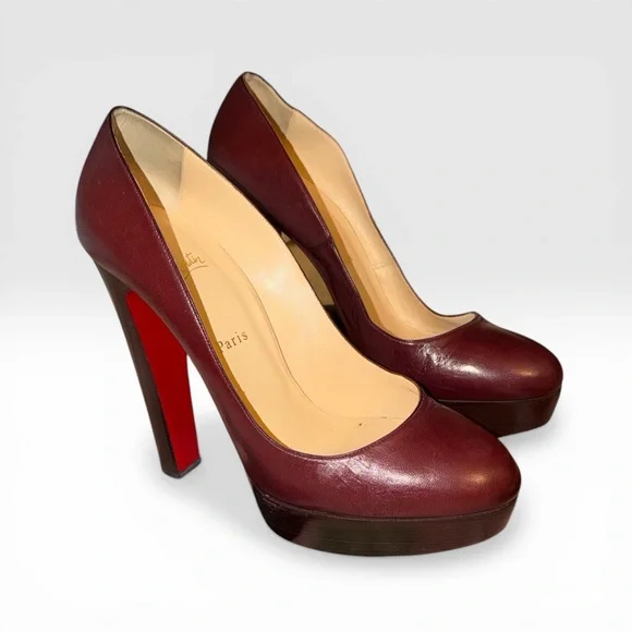 Christian Louboutin Leather Bibi Platform Pumps Bordeaux size 41.5 - Picture 14 of 16